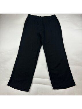 Old Navy Black Linen Blend Taylor High Rise Relaxed Leg Trouser Pant L
